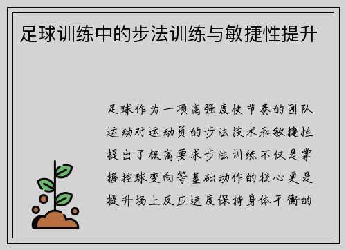 足球训练中的步法训练与敏捷性提升